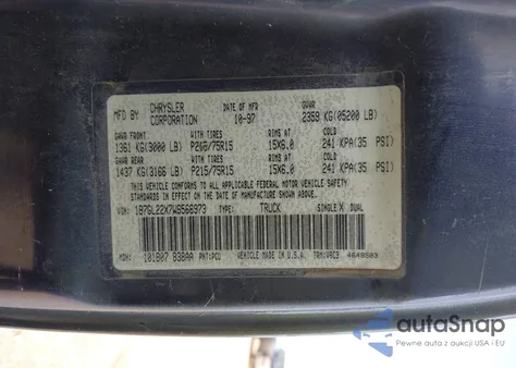 1998 Dodge Dakota Slt/Sport z USA, uszkodzony, nr VIN 1B7GL22X7WS566973